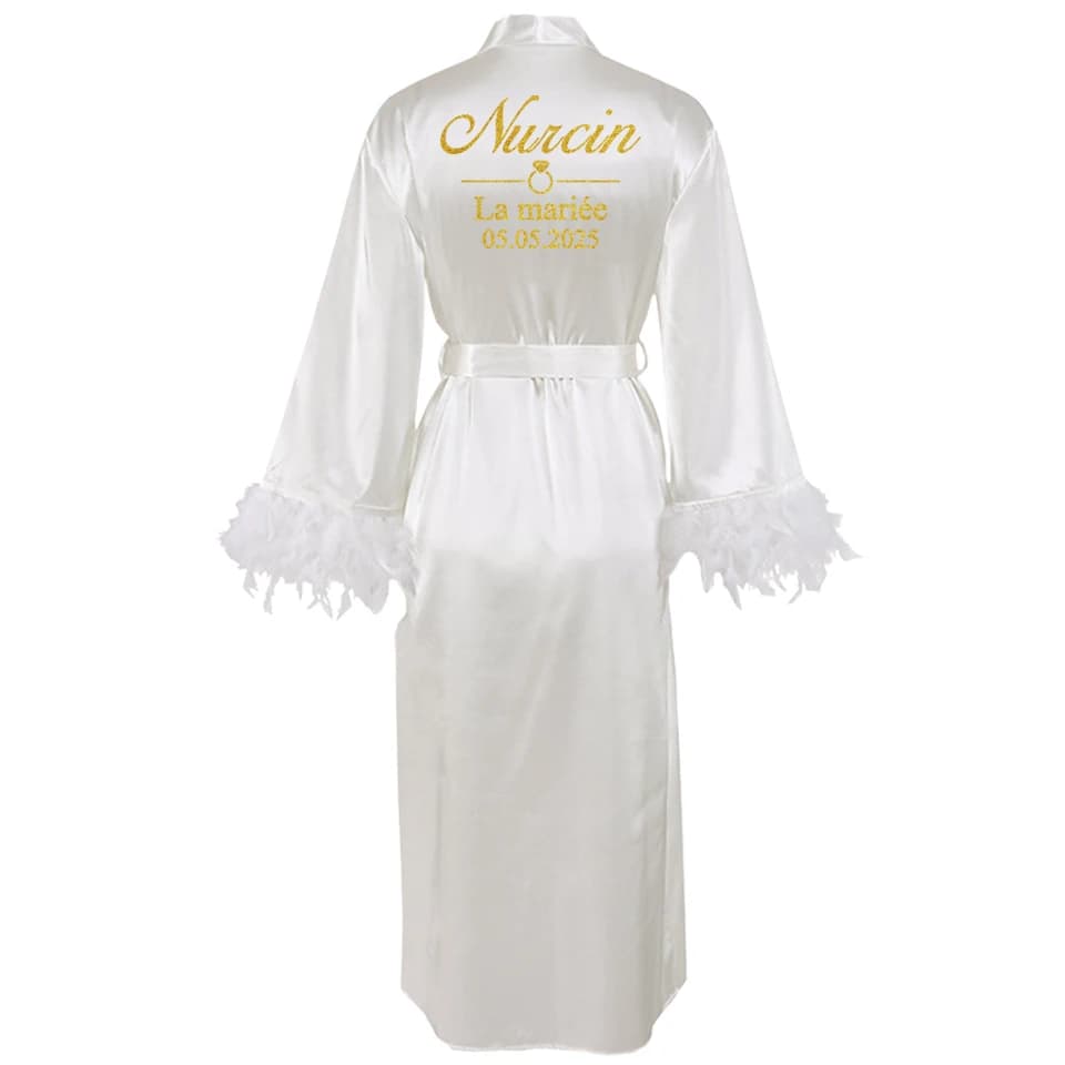Peignoir personnalisé pour femmes, robe personnalisée avec nom et date, ajouter n'importe quel texte