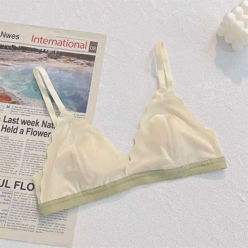Bralette fine en dentelle romantique française pour femme, petit soutiens-gorge d'oreille de lapin r