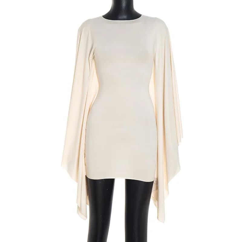Mini robe moulante élégante pour femmes, mode automne, couleur unie, col rond, manches longues, Slim