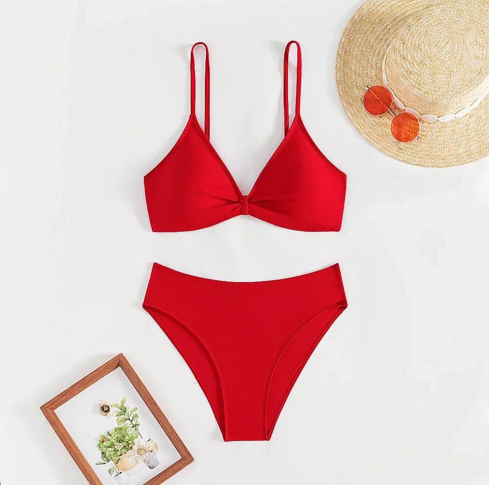 Maillot de bain bikini triangle deux pièces sexy pour femmes, vêtements de piscine attrayants, tissu
