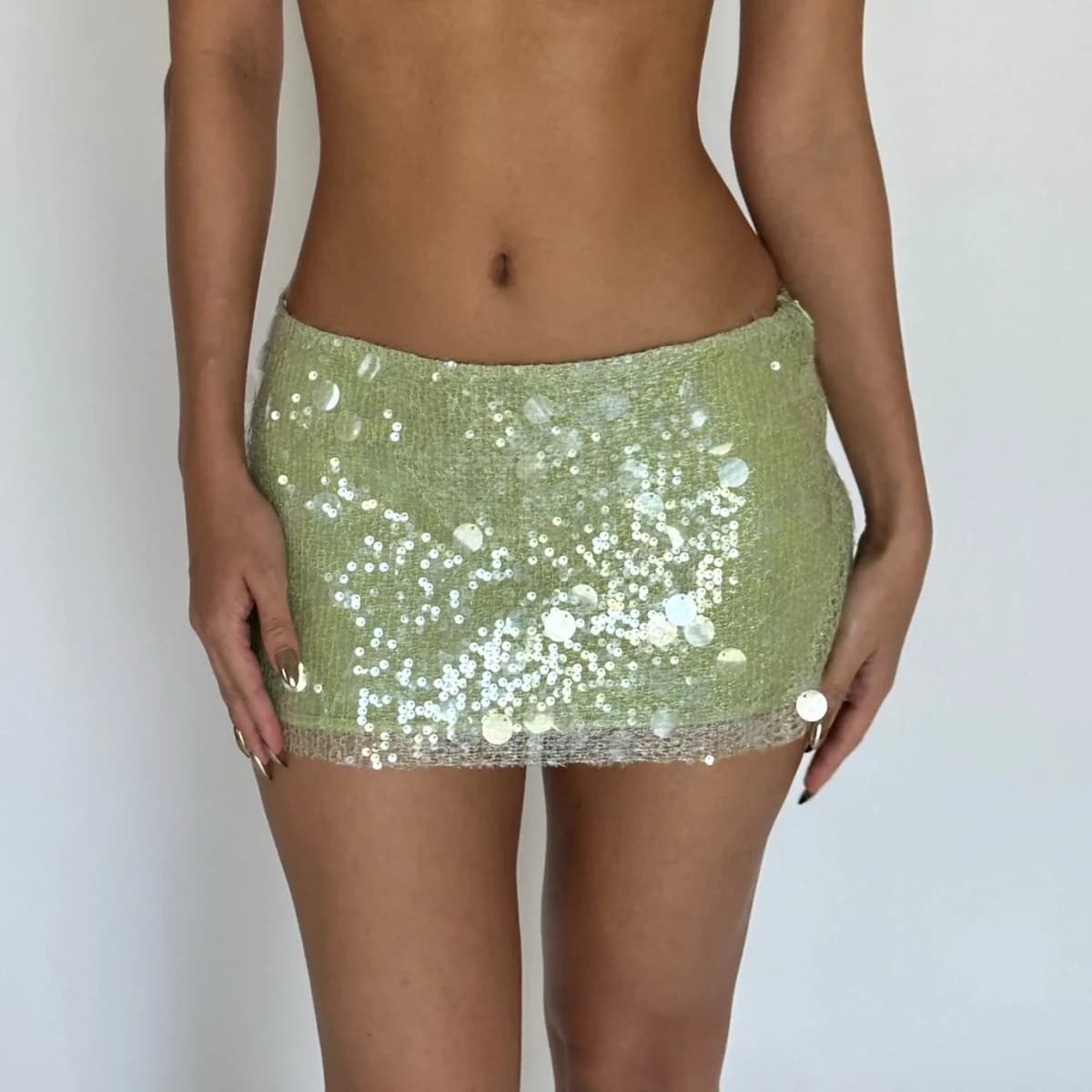Puloru Sparkle Paillettes Mini Jupe D'été Sexy Taille Basse Wrap Moulante Jupes Courtes pour Femmes 