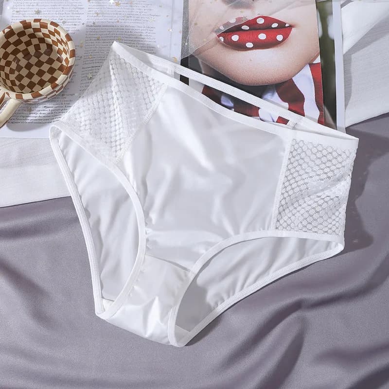 Culotte taille haute Sexy pour femmes, culotte en Satin soyeux, sous-vêtements en dentelle pour dame