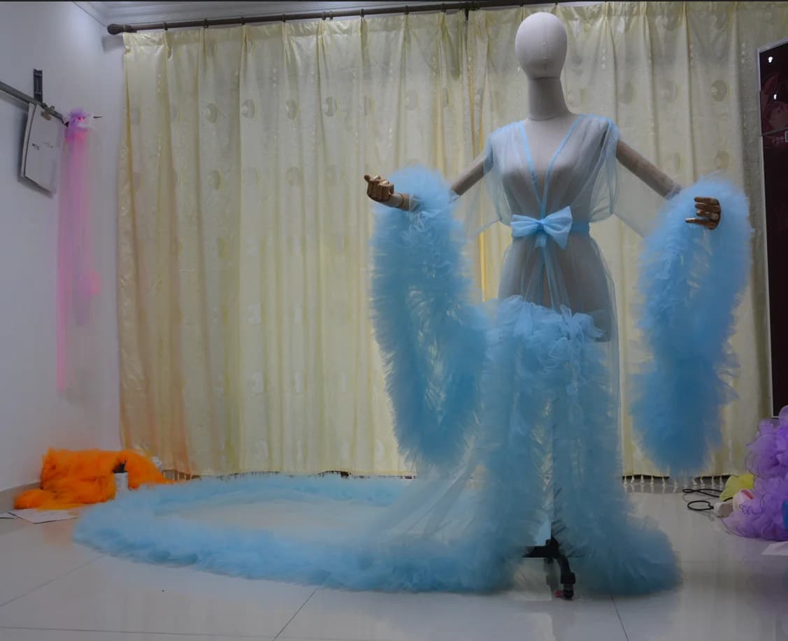 Nouvelle Robe de Nuit Transparente en Tulle, Style Peignoir, Volumineuse, pour Grossesse et Maternit
