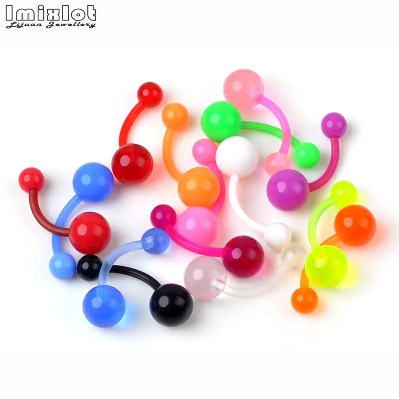 10 pièces/lot barre de nombril Flexible haltère anneaux mixte nombril Piercing nombril bijoux mode f