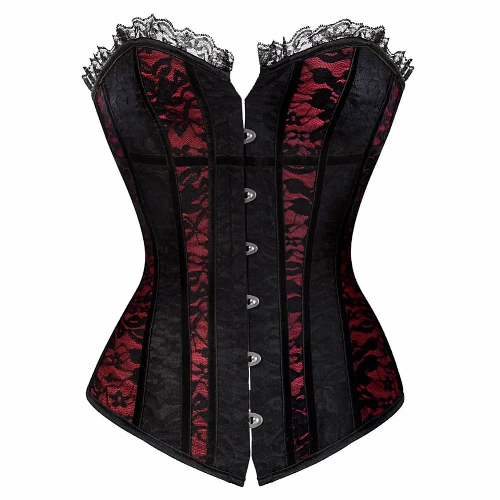 Corset Top grande taille femmes Sexy surbuste Bustier Blouse à lacets Floral gothique Satin Vintage 