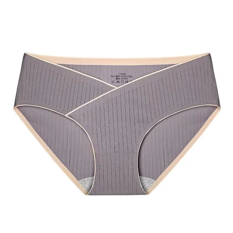 Culotte de Grossesse en Coton Jacquard à Rayures pour Femme Enceinte, Sous-vêtement Taille Basse san