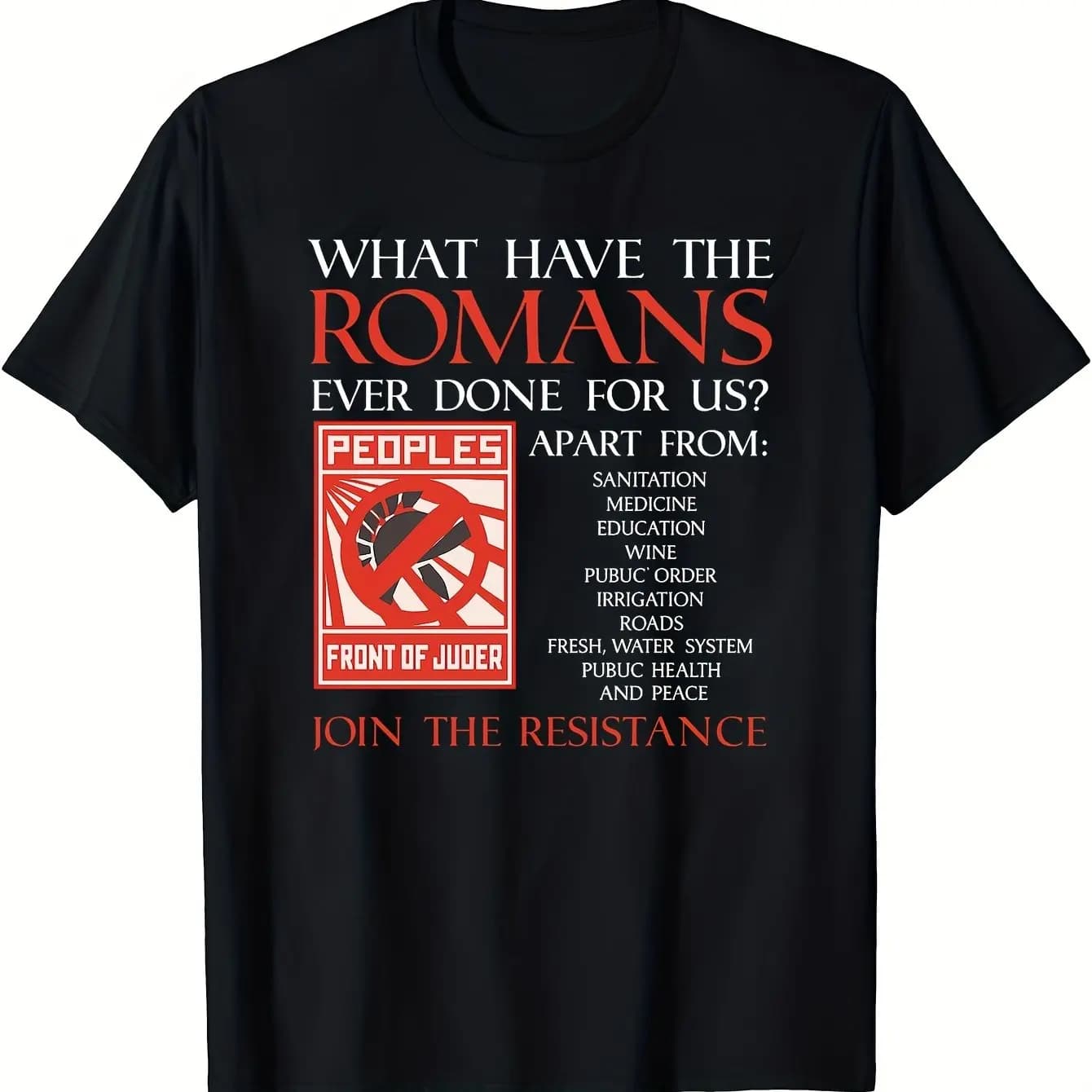 Monty Python pour hommes, ce qui a fait les romains pour nous? T-shirt drôle d'histoire romaine, cou
