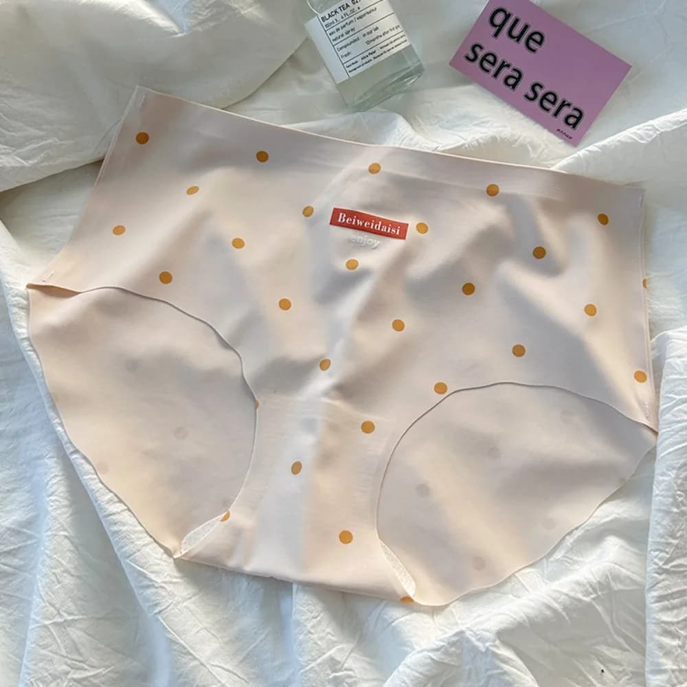 Culottes Douces en Soie Glacée à Pois Taille Moyenne pour Femme – Sous-vêtements Confortables et San