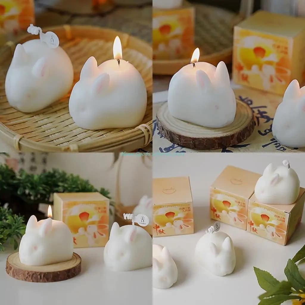 Bougie parfumée décorative en cire soja, Design lapin, pour améliorer l'ambiance des maisons chaleur