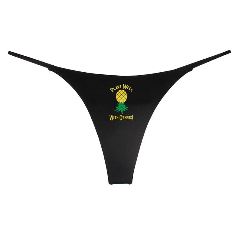 UPSIDE DOWN PINEAPPLE Sous-vêtements chauds en coton pour femme String à fines bretelles double couc