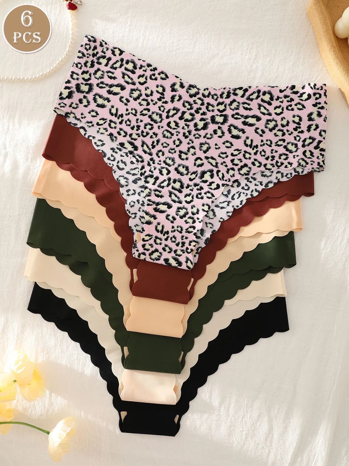 Lot de 6 culottes pour femmes, multicolores, sans couture, confortables, respectueuses de la peau, s