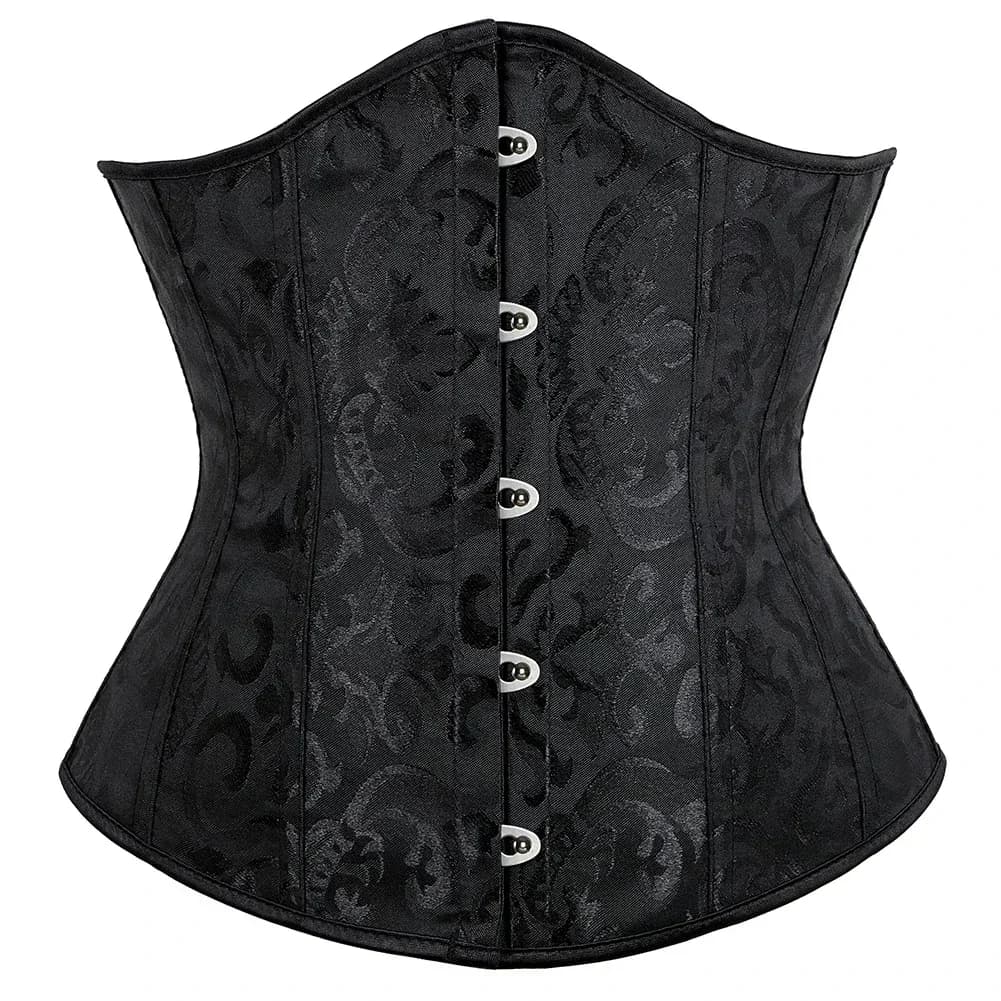 Corset Jacquard sous-poitrine pour femme, style gothique vintage, avec baleines en plastique, basque