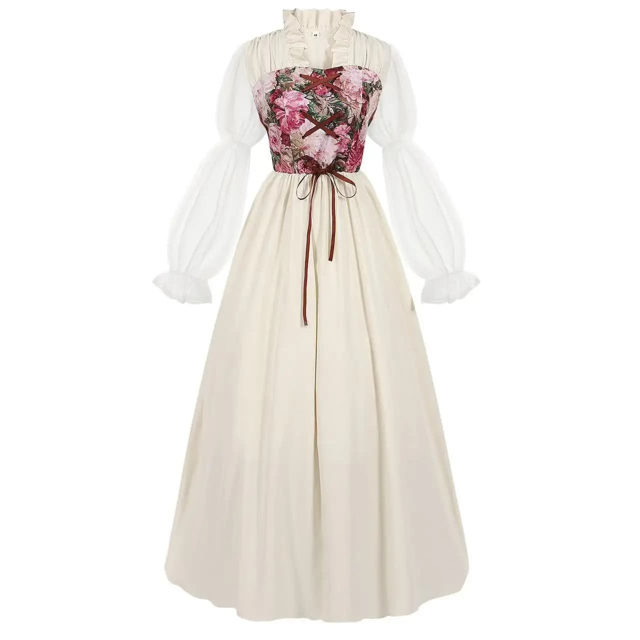 Robe Corset de la Renaissance médiévale pour femmes, élégante, florale, Vintage, victorienne, gothiq