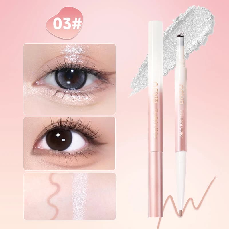 Stylo surligneur pour contour des yeux et sous les yeux à double extrémité, mat et scintillant, écla