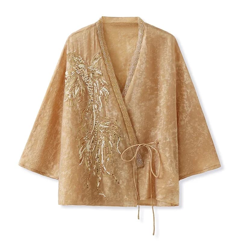 Veste à col mandarin de style chinois pour dames, vêtements Tang, broderie de paillettes, Hanfu vint
