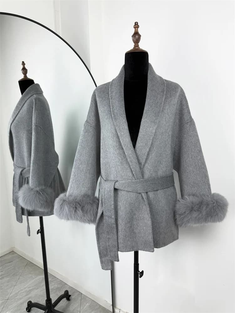 Tossy Fox fourrure laine pardessus femmes manteau court bureau dame élégant Double face laine mantea