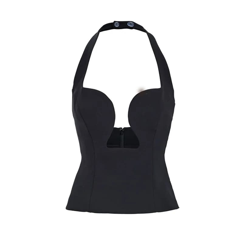 Haut découpé Sexy à la mode, col licou, débardeur plongeant pour femmes, Chic, fête audacieuse, élég