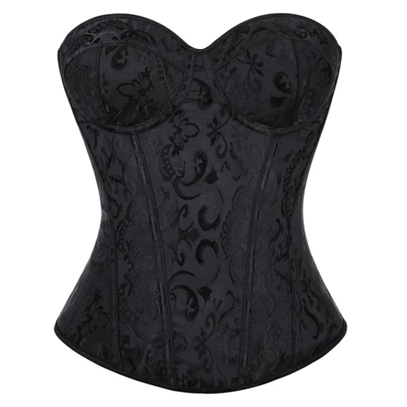 Corset Jacquard Vintage pour Femme, Style Gothique, Bustier Overbust à Lacets, Gaine Amincissante et