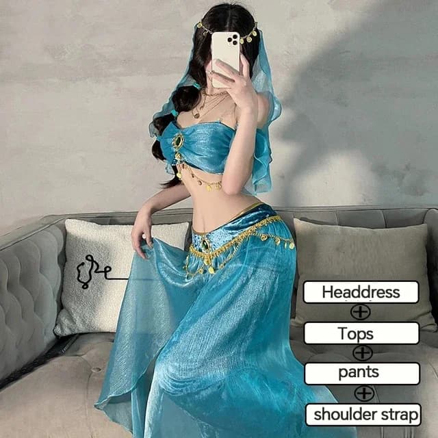 Ensemble de vêtements de danse du ventre arabe pour femmes, Costume exotique de reine égyptienne, te