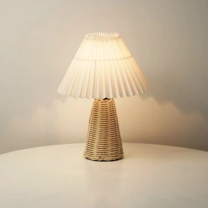 Lampe de Table européenne pour chambre à coucher, lampe de chevet en rotin plissée à la main, lampe 