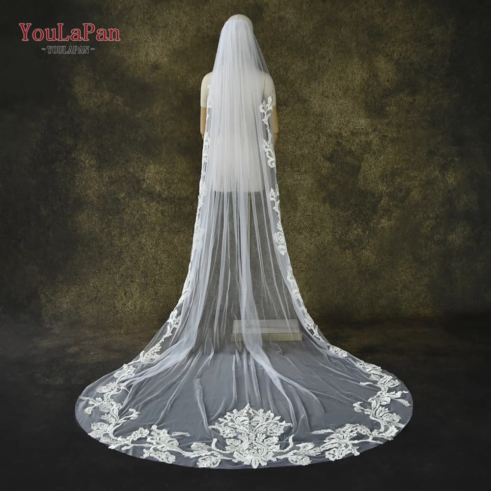 Voile de mariée romantique YouLaPan V62, entièrement en dentelle, luxe, nouveau, accessoires de mari