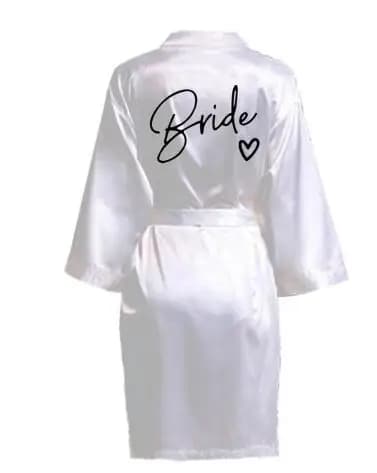 Robe de mariée d'équipe de fête de mariage avec lettres noires, pyjama Kimono en Satin, peignoir de 