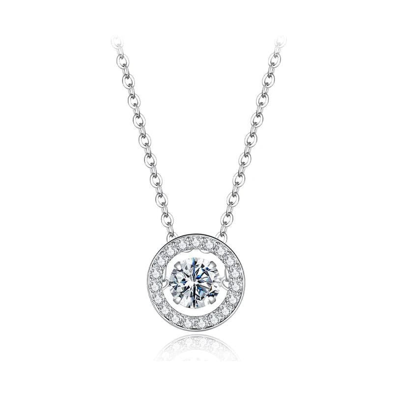 BAMOER 0.5CT danse Moissanite collier 925 en argent Sterling Halo pendentif rond lien collier pour l