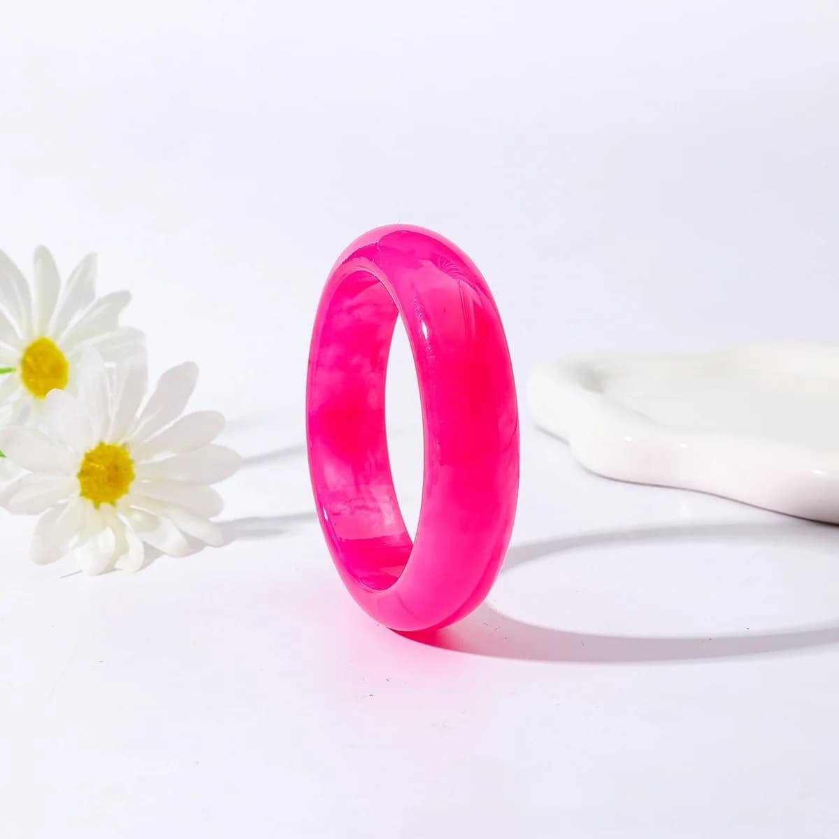 DIEZI Bracelets larges et multicolores en résine acrylique, 10 couleurs, style géométrique rond, pou