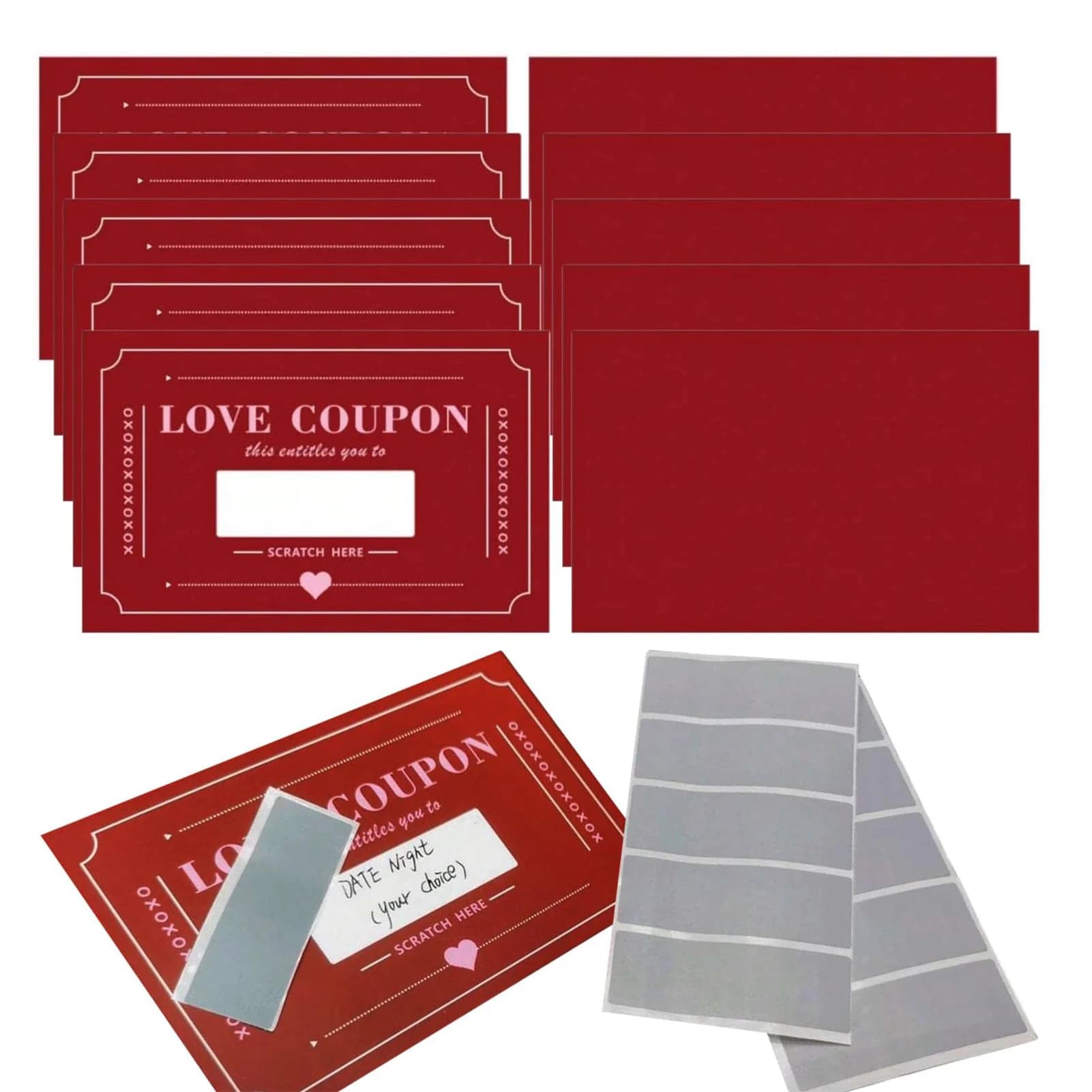 Carte à gratter pour la Saint-Valentin, coupons d'amour à gratter, cadeaux créatifs pour les petits 