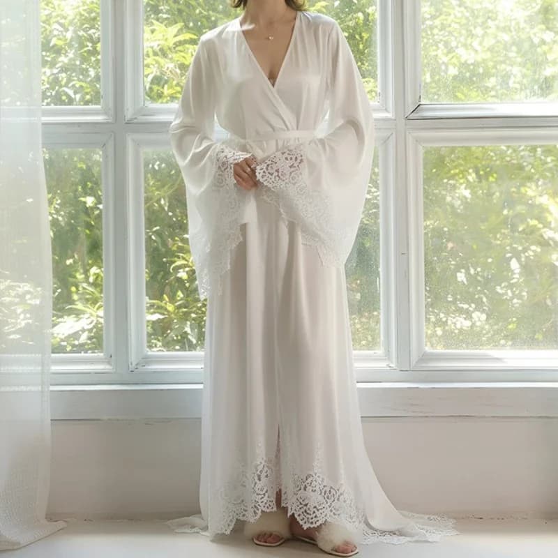Robe de nuit élégante haut de gamme pour femme, style romantique français, avec dentelle en satin, m