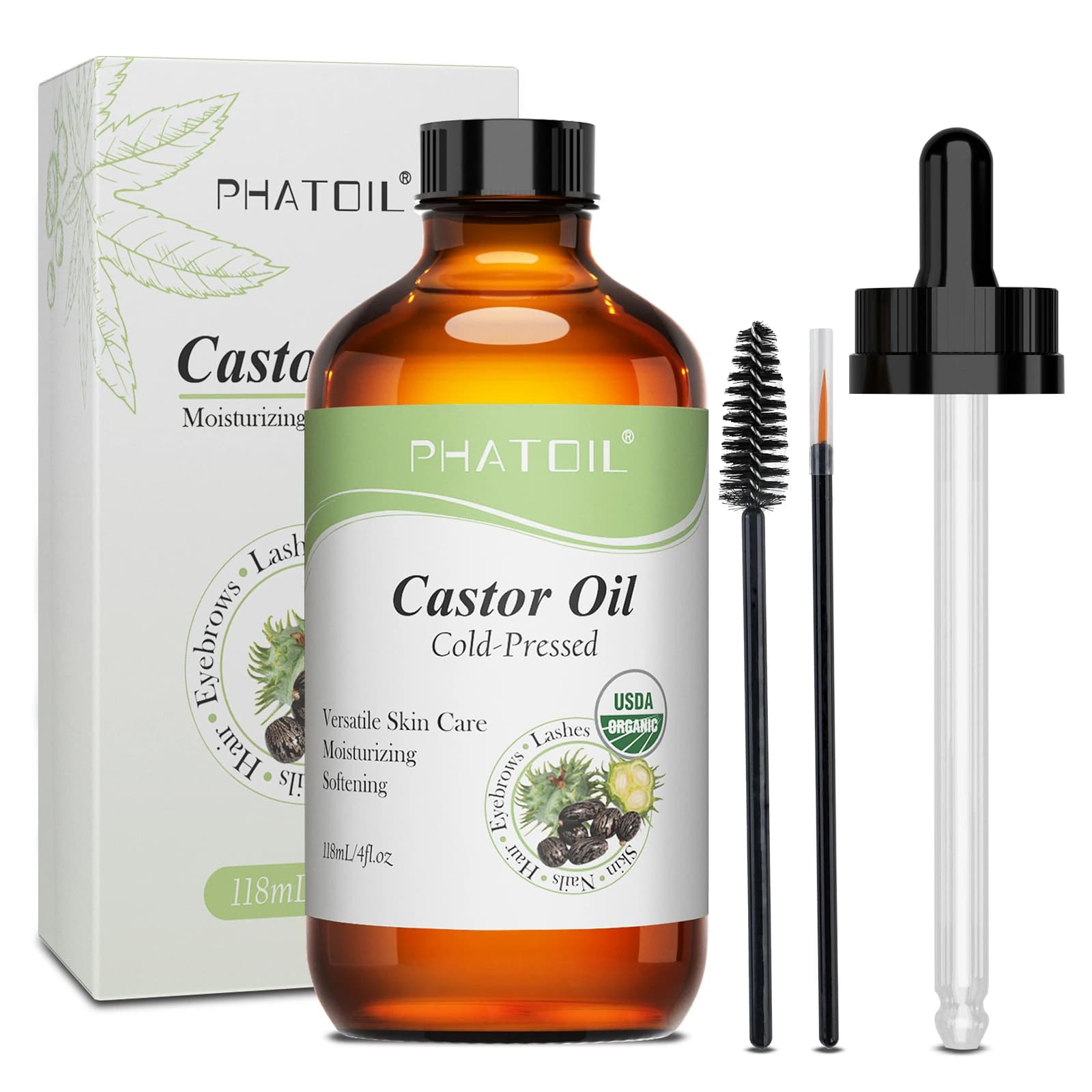 PHATOIL 260ML huile corporelle vanille pour hydrater la peau, huile de Massage de ricin 118ml adapté