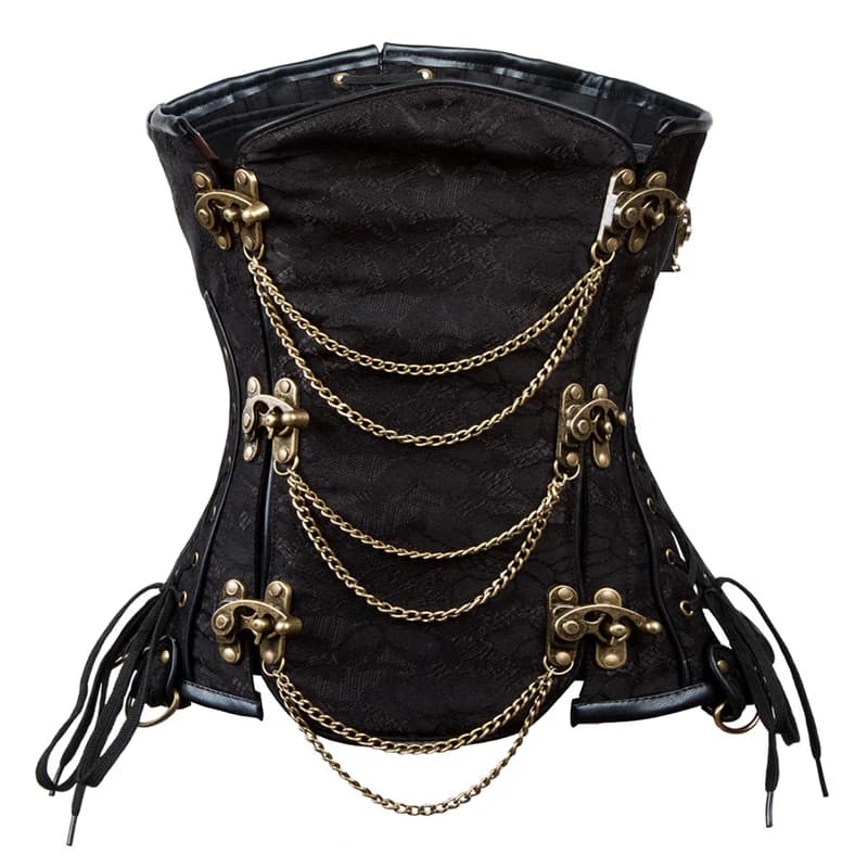 Corset Steampunk marron sous le buste pour femme, entraîneur de taille désossé en acier, bustiers et