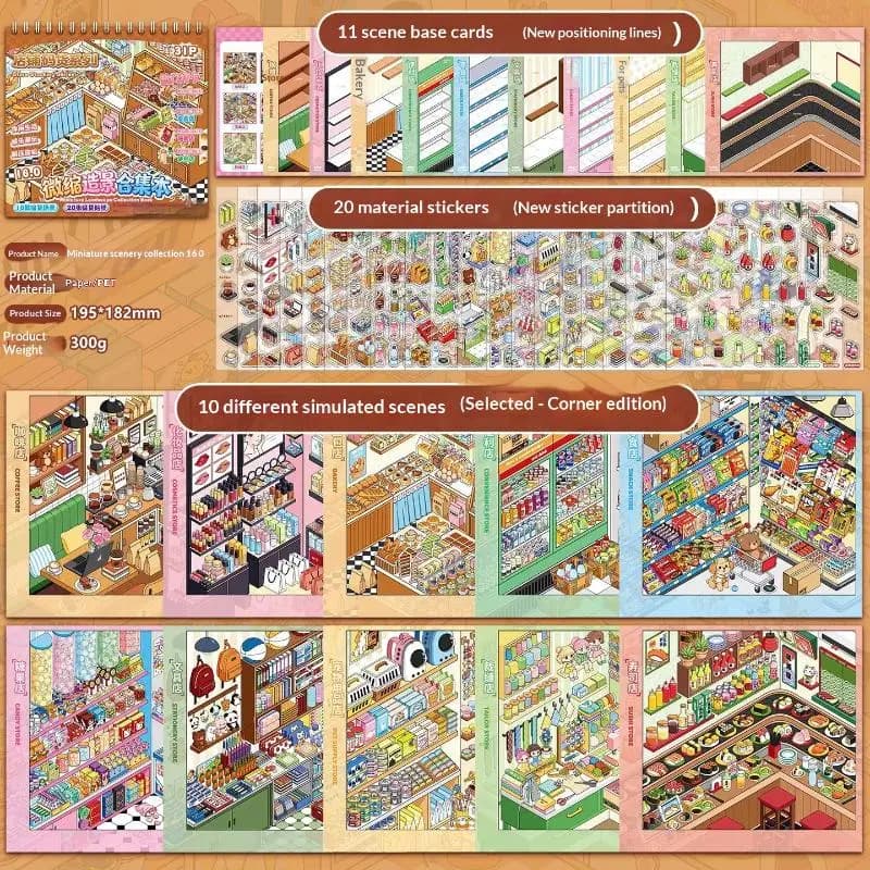 Livre d'autocollants 3D pour enfants sur le thème des supermarchés de dessins animés pour des moment