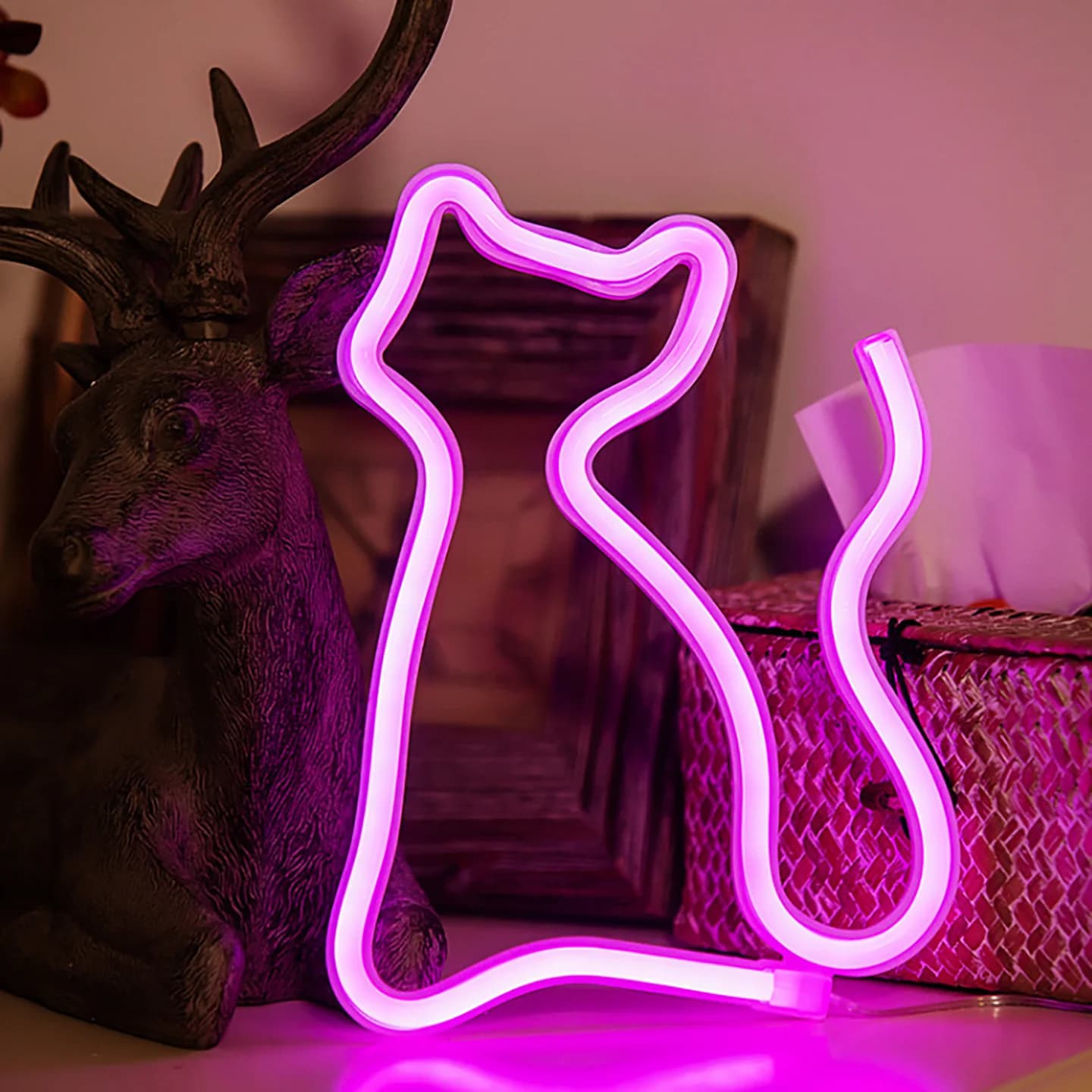 Lumière d'ambiance pour chambre à coucher en forme de chat mignon, décoration murale, veilleuse, cad