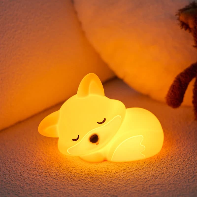 Veilleuse en forme de renard, lampe en silicone, chargement USB, articles décoratifs artistiques, ca