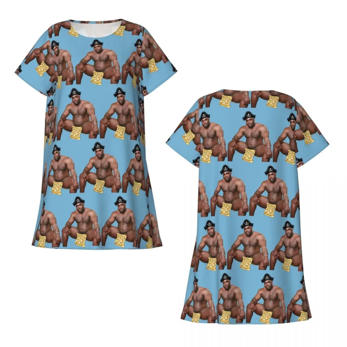 Wood Sitting On Bed Barry Wood Black Guy Meme Robe de nuit à manches courtes pour femmes, robe de nu
