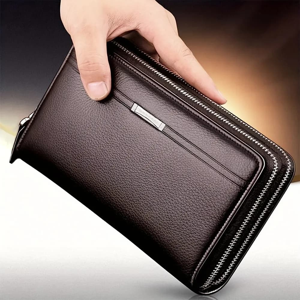 Portefeuille Long en cuir pour hommes, pochette, grand sac à main d'affaires, porte-carte de télépho