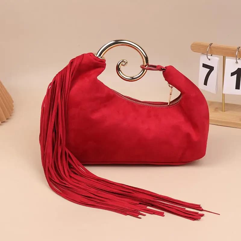 Sacs de soirée vintage tendance pour femmes, sacs à main en faux daim de luxe français avec poignée