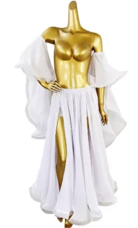Costume de brevdu Ventre pour Femme, Brassard en Mousseline de Soie, Manches de Bras + Jupe, Robe et