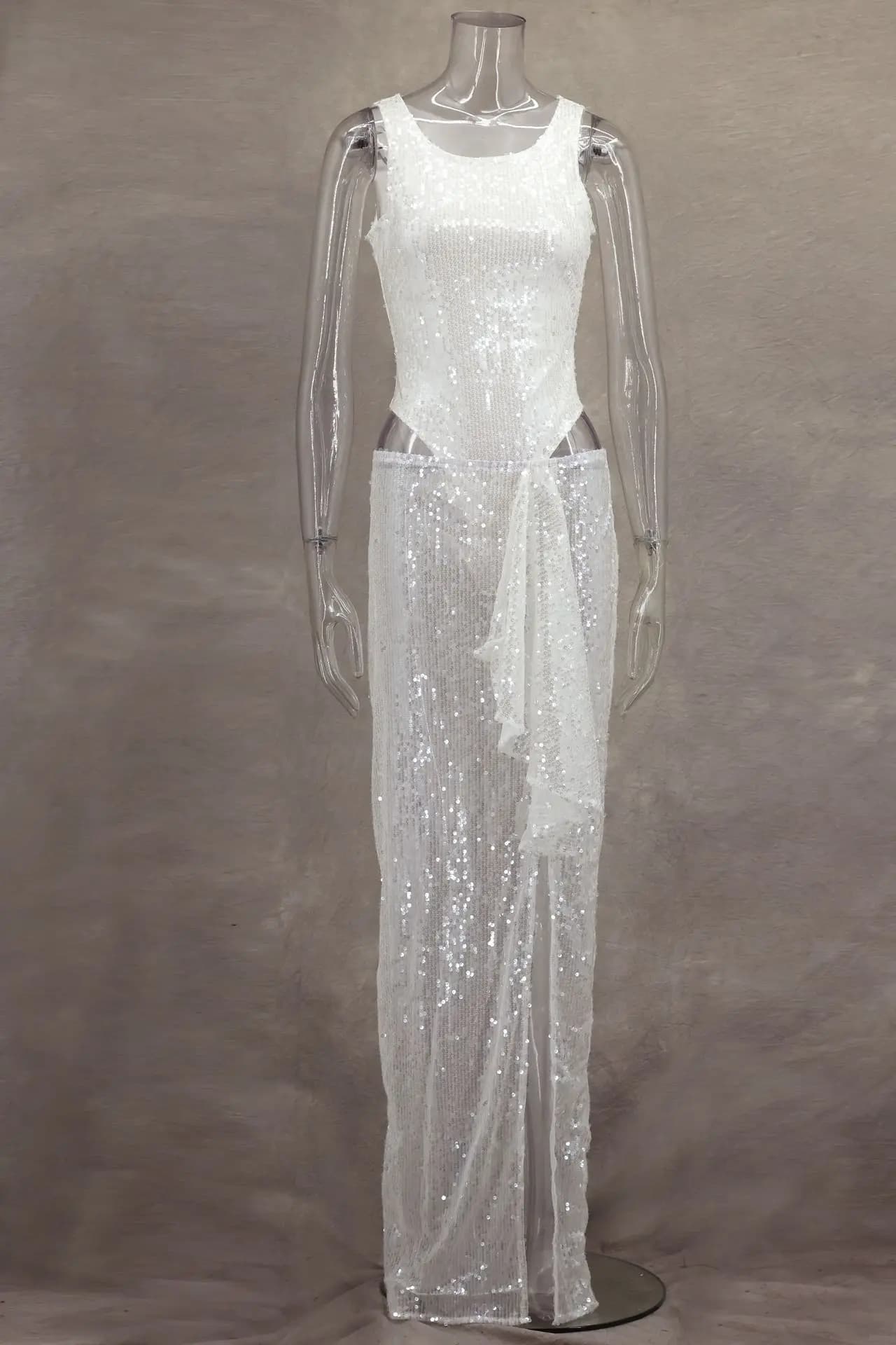 Ensemble jupe à paillettes pour femmes, Sexy, transparent, Slim, tenue de vacances, mode d'été, ense