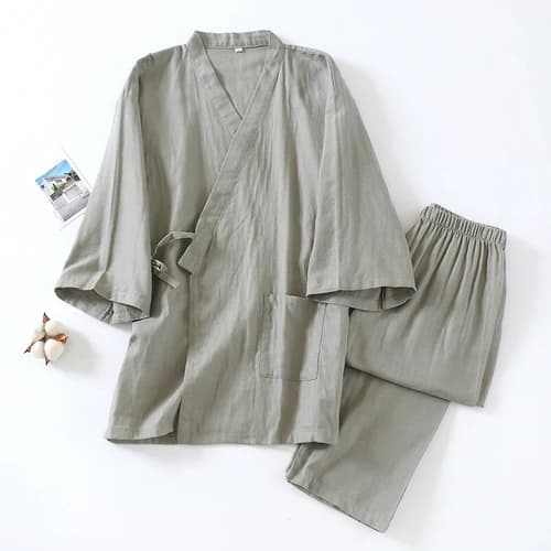 Kimono japonais en coton pour homme, pyjama masculin, vêtements de maison traditionnels à lacets, Ha