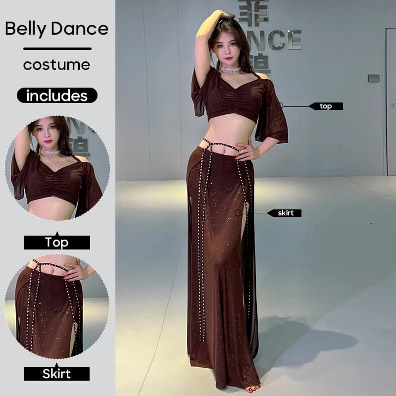Costumes de danse du ventre Sexy, ensemble 2 pièces, haut et jupe, tenue pour femmes, Costume de dan
