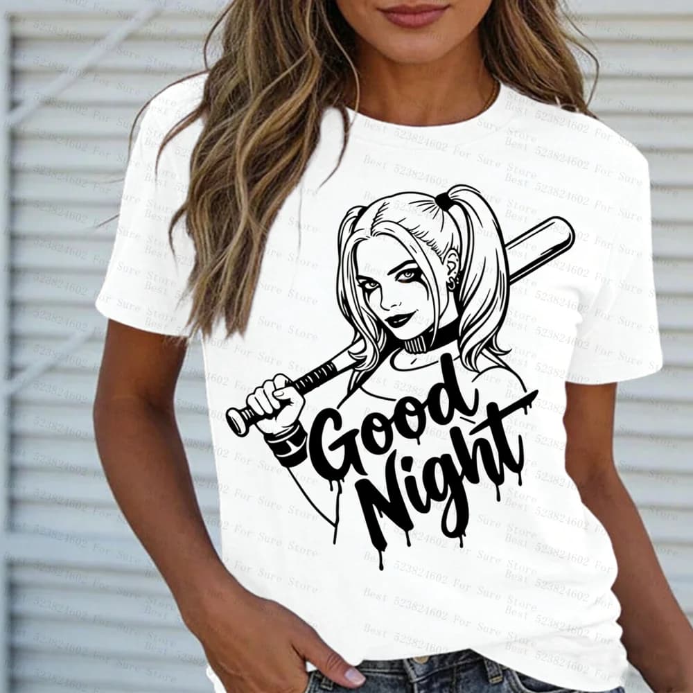 T-shirt graphique Harley Quinn pour femme, décontracté, à manches courtes, grande taille, style stre
