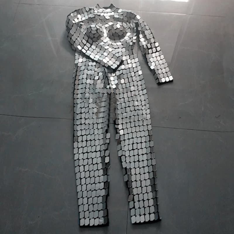 Bar discothèque fête Gogo Costumes argent or miroirs combinaison hommes femmes scène Performance pôl