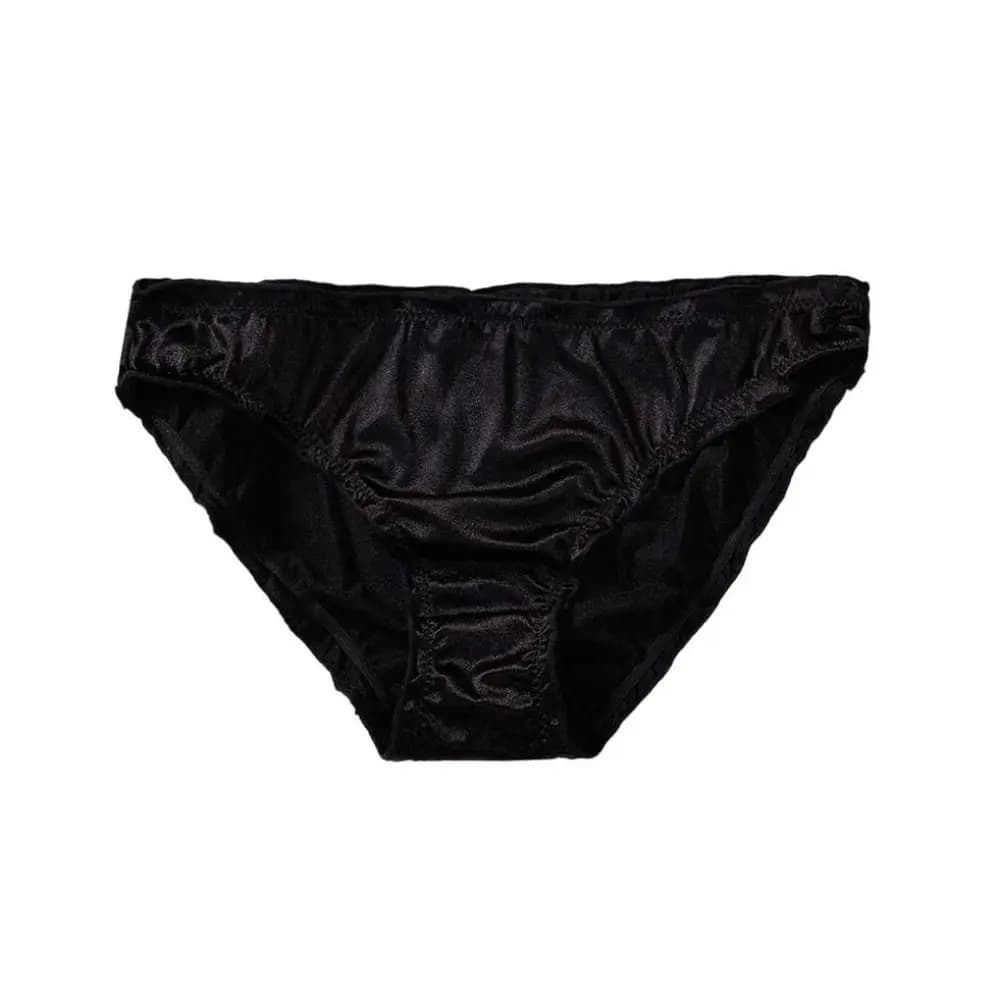 Confortable taille basse Satin soie culotte mince caleçon volants slips sous-vêtements femmes Linger