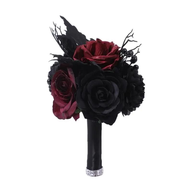 Bouquet mariée gothique à fleurs artificielles 39BD, pour cérémonie d'Halloween