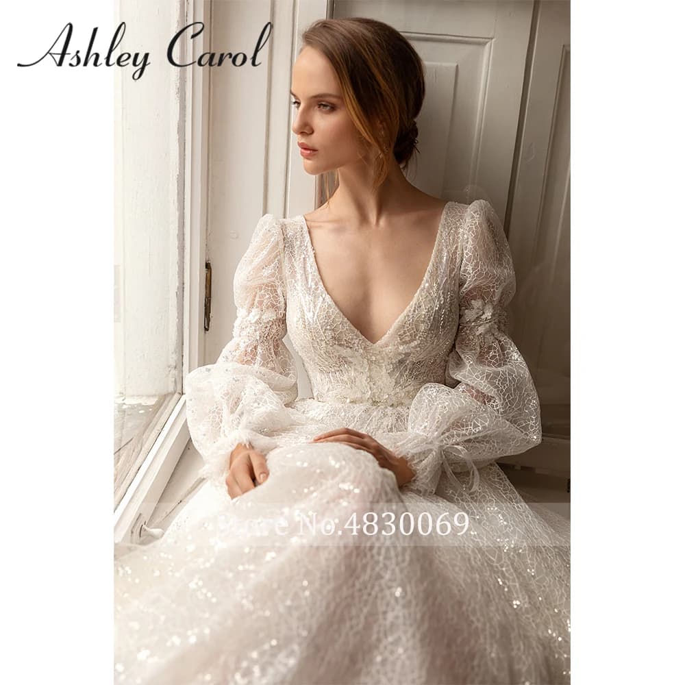 Ashley Carol nouveauté dos nu fée robe De mariée BOHO paillettes robe De mariée paillettes robes De 