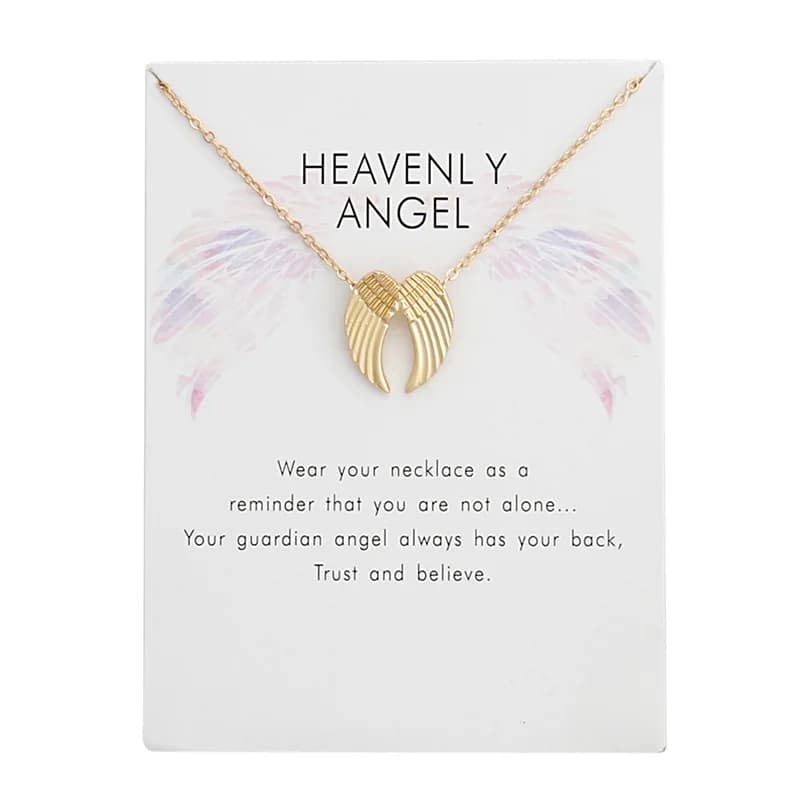 Colliers avec pendentif ailes d'ange céleste en alliage couleur argent et or pour femmes et filles,