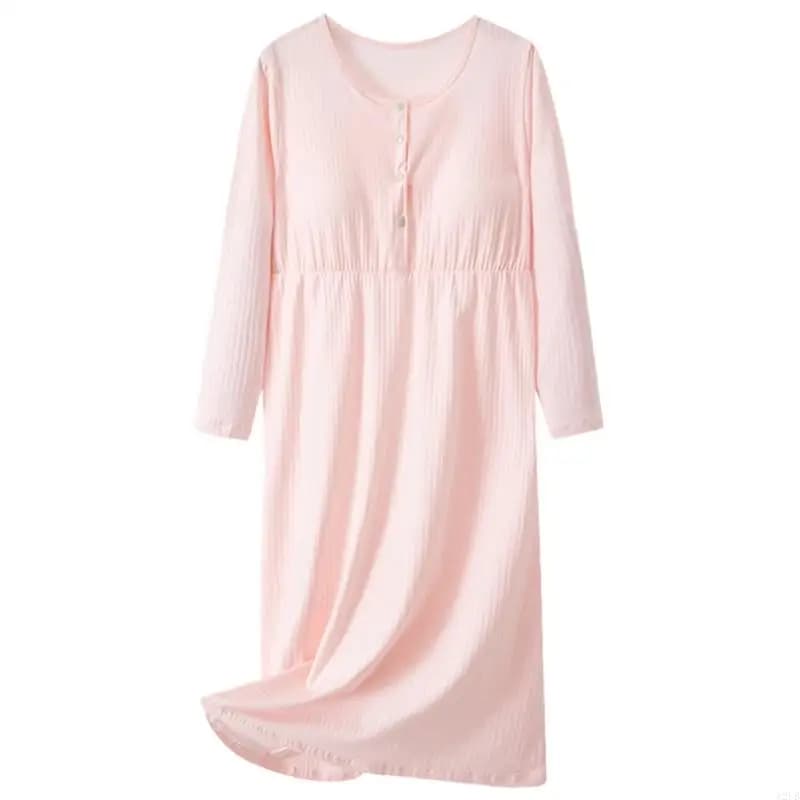 Chemise nuit d'allaitement en coton respirant, à manches longues, pour une utilisation en été, confo