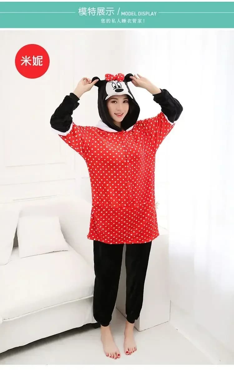 Costume de pyjama Onesie Mickey Mouse Kigurumi pour adultes unisexes avec oreilles d'animaux mignons